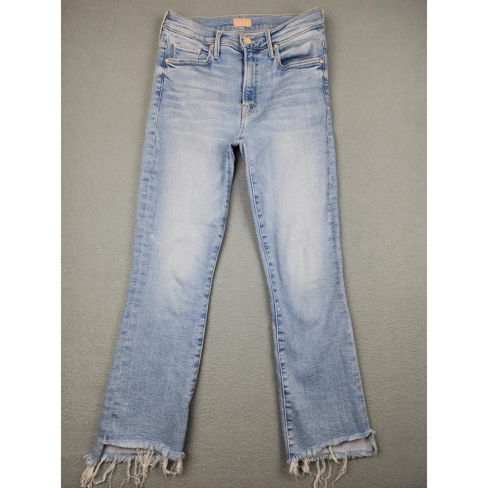 Mother Insider Crop Jeans Womens 26 Light Wash Mid Rise Fray Hem Stretch Denim